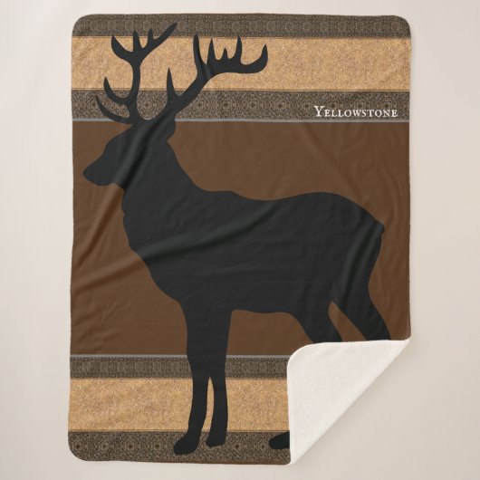 Sherpa Blanket-Large-Brown Yellowstone Elk Deken (Voorkant)