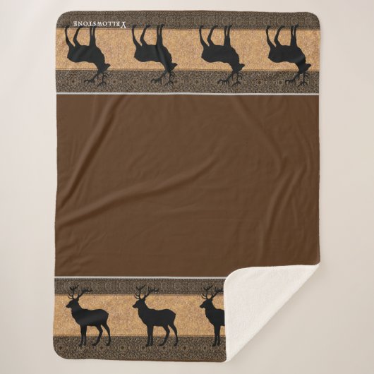 Sherpa Blanket-Large-Brown Yellowstone Elk Sherpa Deken (Voorkant)