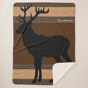 Sherpa Blanket-Large-Brown Yellowstone Elk Sherpa Deken