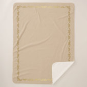 Sherpa Blanket-Large-Champagne & Gold Scroll Print Sherpa Deken (Voorkant)