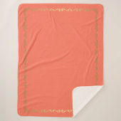 Sherpa Blanket-Large-Coral & Gold Scroll Print Deken (Voorkant)