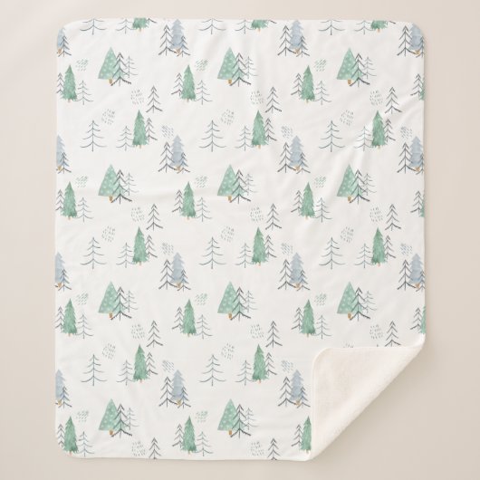 Sherpa Blanket (Medium) - Christmas Trees Pattern Sherpa Deken (Voorkant)