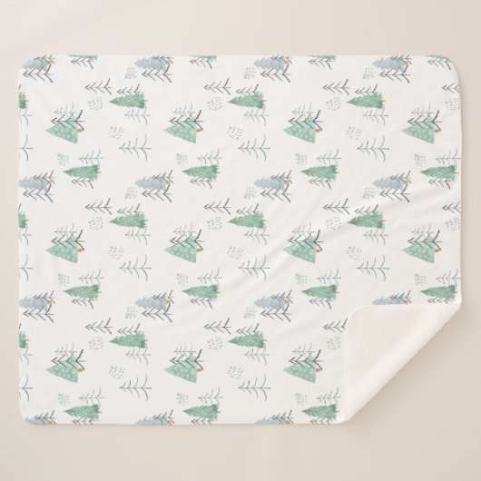 Sherpa Blanket (Medium) - Christmas Trees Pattern Sherpa Deken (Voorkant (horizontaal))