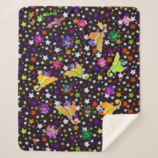 Sherpa Blanket met Micheals Dragons op sterren Sherpa Deken (Voorkant)