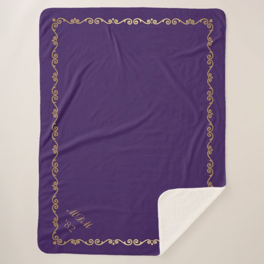 Sherpa Blanket-Paarse douanemonogrammen Deken (Voorkant)