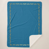 Sherpa Blanket-Peacock Blue & Gold Scroll Print Deken (Voorkant)