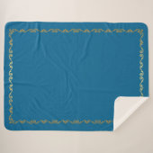 Sherpa Blanket-Peacock Blue & Gold Scroll Print Deken (Voorkant (horizontaal))