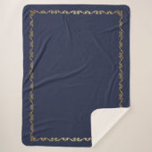 Sherpa Blanket-Princess Blue & Gold Scroll Print Deken (Voorkant)