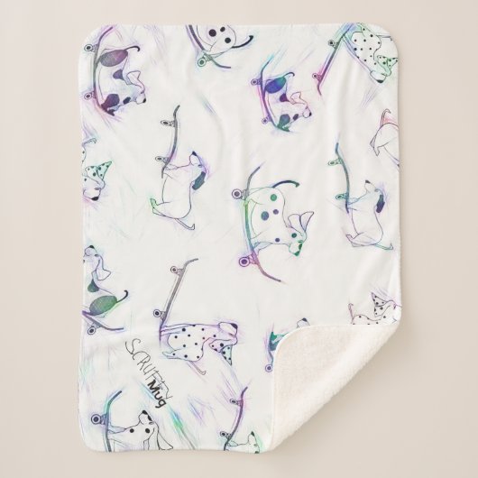 Sherpa Blanket ScruffyMug original Skateboard-hond Sherpa Deken (Voorkant)