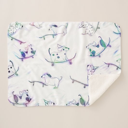 Sherpa Blanket ScruffyMug original Skateboard-hond Sherpa Deken (Voorkant (horizontaal))