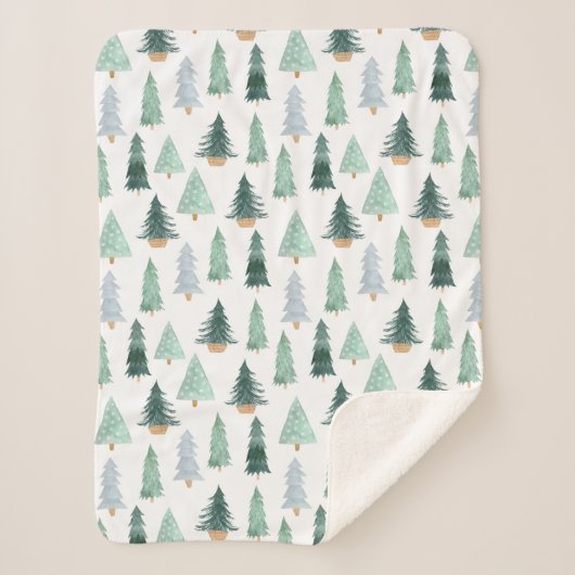 Sherpa Blanket (Small) - Christmas Trees Pattern Sherpa Deken (Voorkant)