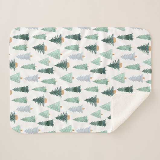 Sherpa Blanket (Small) - Christmas Trees Pattern Sherpa Deken (Voorkant (horizontaal))
