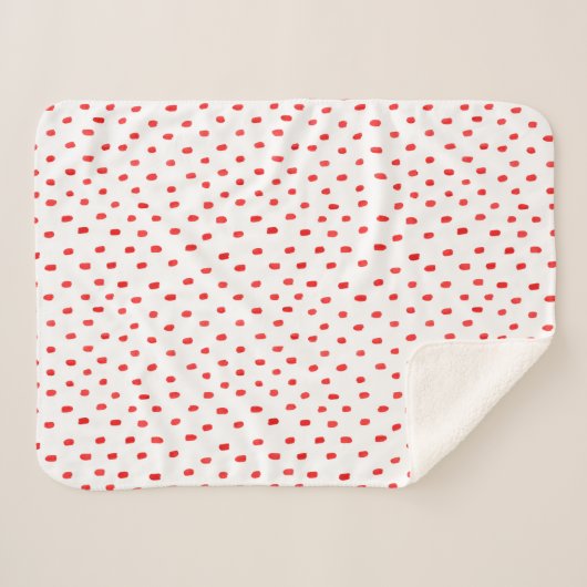 Sherpa Blanket (Small) - Red Dots Pattern Sherpa Deken (Voorkant (horizontaal))