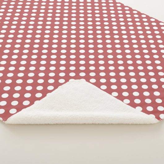 Sherpa Blanket (Small) - Red & White Dots Pattern Sherpa Deken (3/4)