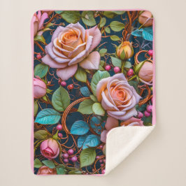Sherpa Blanket (Vintage Roses) Deken
