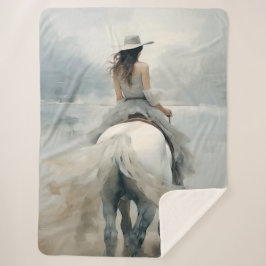 Sherpa Blanket Western & Coastal Elegance Cowgirl Deken