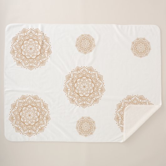 Sherpa Blanket with Mandala Patterns in Soft Brown Sherpa Deken (Voorkant (horizontaal))