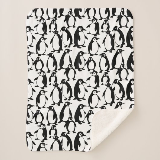 Sherpa Blanket with Penguin Print – Elegant  Deken (Voorkant)