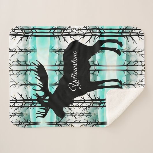 Sherpa Blanket-Yellowstone Moose Deken (Voorkant (horizontaal))