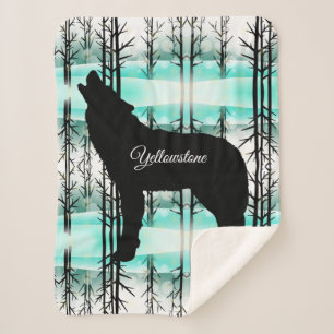Sherpa Blanket-Yellowstone Wolf Deken
