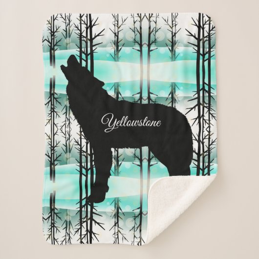Sherpa Blanket-Yellowstone Wolf Sherpa Deken (Voorkant)