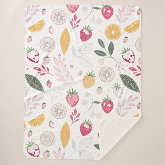 Sherpa BlanketCozy Fruit Garden – Large Sherpa Bla Sherpa Deken (Voorkant)