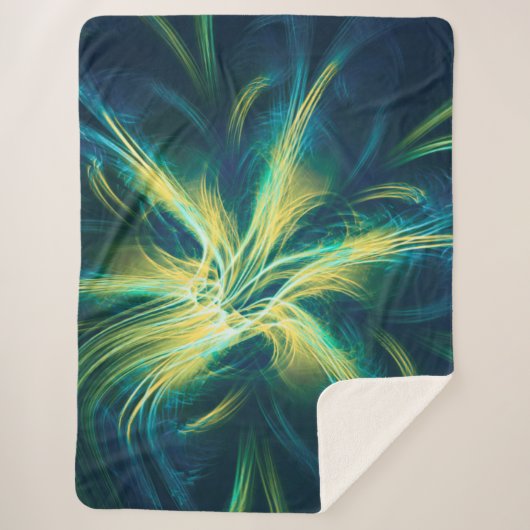 Sherpa Deken Fractal Bloem Blauw Palet (Voorkant)