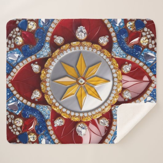 Sherpa Deken met Colombiaanse kleuren Design (Voorkant (horizontaal))