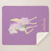 Sherpa Deken met een leuke eenhoorn illustratie. (Voorkant (horizontaal))