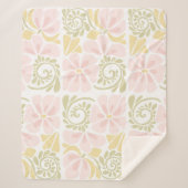 Sherpa Deken met een modern bloemontwerp. (Voorkant)