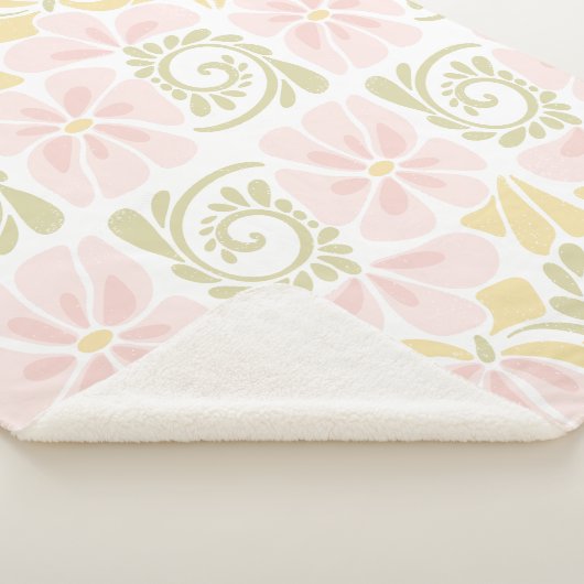 Sherpa Deken met een modern bloemontwerp. (3/4)