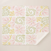 Sherpa Deken met een modern bloemontwerp. (Voorkant (horizontaal))