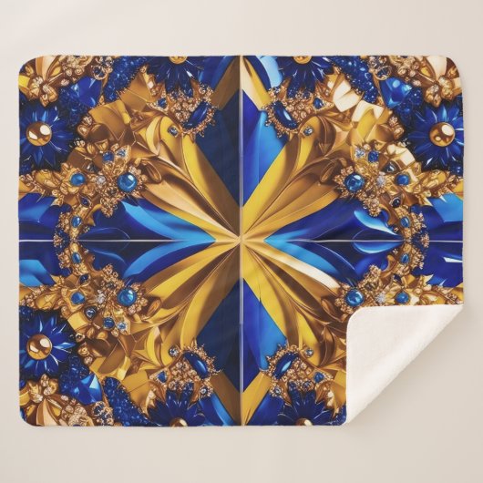 Sherpa Deken met Zweden Kleuren Design (Voorkant (horizontaal))