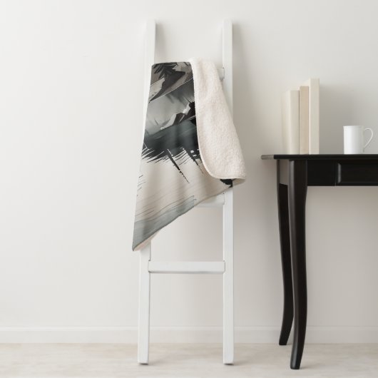 Sherpa deken T-SHIRT Mountain Lake Scene afbeeldin (In situ)