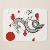 Sherpa dekens, met Japans drakenontwerp Deken (Voorkant (horizontaal))