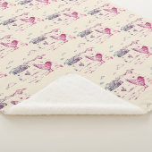 Sherpa Gooi-Medium Ivoor Roze Paarse Kip Boerderij Sherpa Deken (3/4)