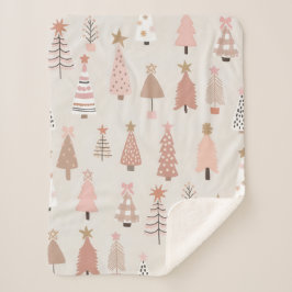 Sherpa Sapins de Noël Rose Scandinave Deken