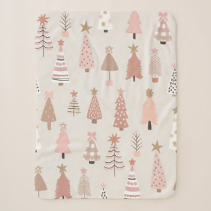 Sherpa Sapins de Noël Rose Scandinave Deken