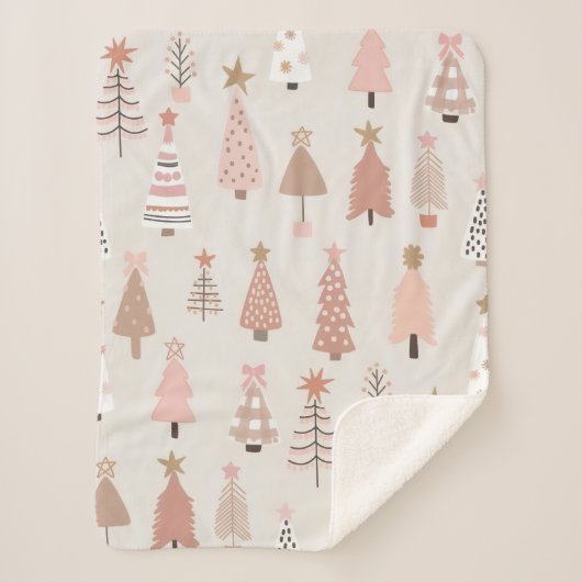 Sherpa Sapins de Noël Rose Scandinave Deken (Voorkant)
