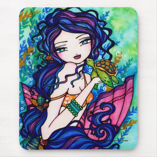 "Sherriella" Mermaid Fantasy Fairy Turtle Muismat (Voorkant)