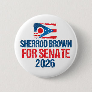 Sherrod Brown voor Senaat 2026 Verkiezing Ohio Vla Ronde Button 5,7 Cm