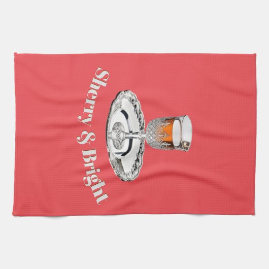 Sherry & Bright Drink Glass Grappig Rood Kerstfees Theedoek (Horizontaal)