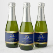 Sherryl's 50ste verjaardag marine goudmini sparkling wijnetiket (Flessen)
