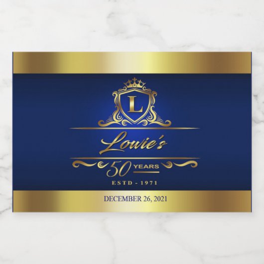 Sherryl's 50ste verjaardag marine goudmini sparkling wijnetiket (Enkel label)