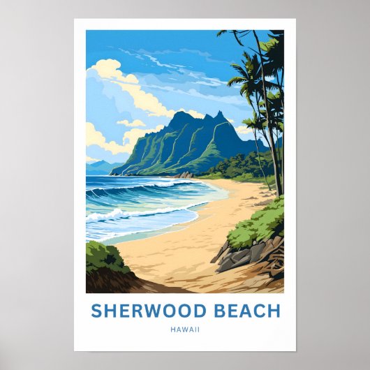Sherwood Beach Hawaii Travel Print (Voorkant)