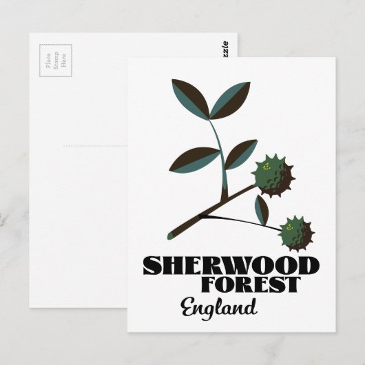 Sherwood Forest Engeland reisposter Briefkaart (Voorkant / Achterkant)