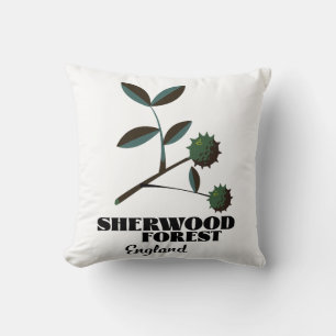 Sherwood Forest Engeland reisposter Klassieke Rond Kussen