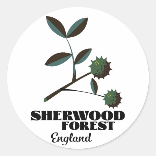 Sherwood Forest Engeland reisposter Ronde Sticker (Voorkant)