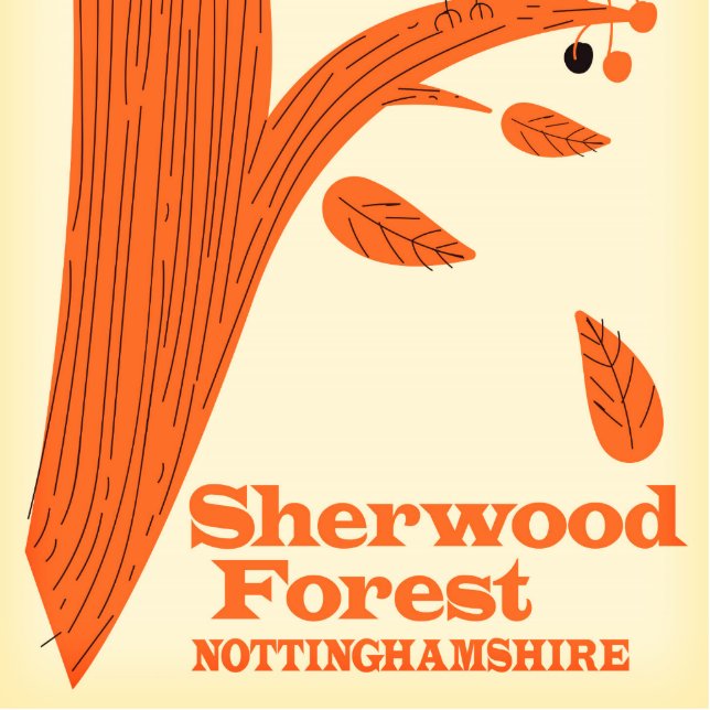 Sherwood Forest, reisposter Nottinghamshire Staand Fotobeeldje (Voorkant)