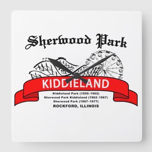Sherwood Park Kiddieland, Rockford, IL Vierkante Klok (Voorkant)